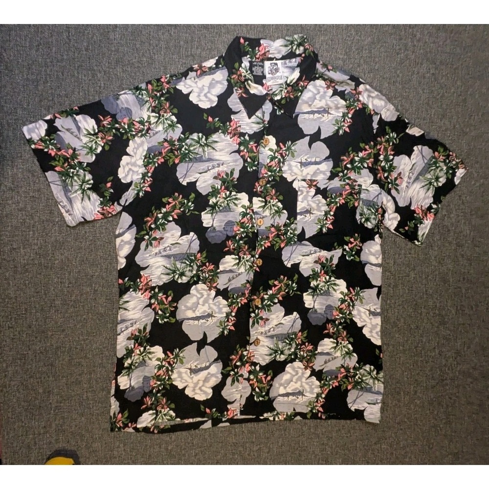 Vintage Kennington LTD Collared Hawaiian Shirt Wooden Buttons Mens Large Tee